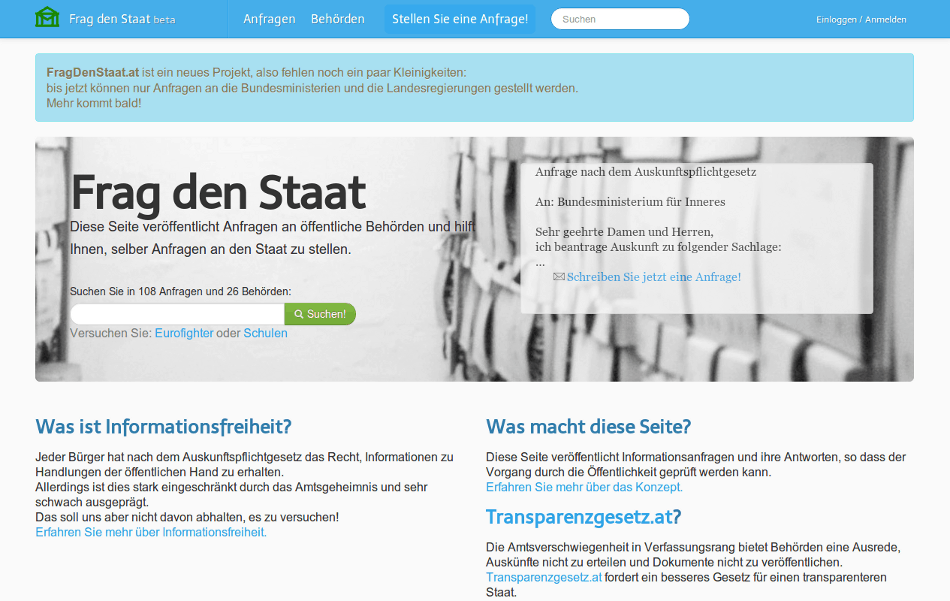 FragDenStaat.at geht online