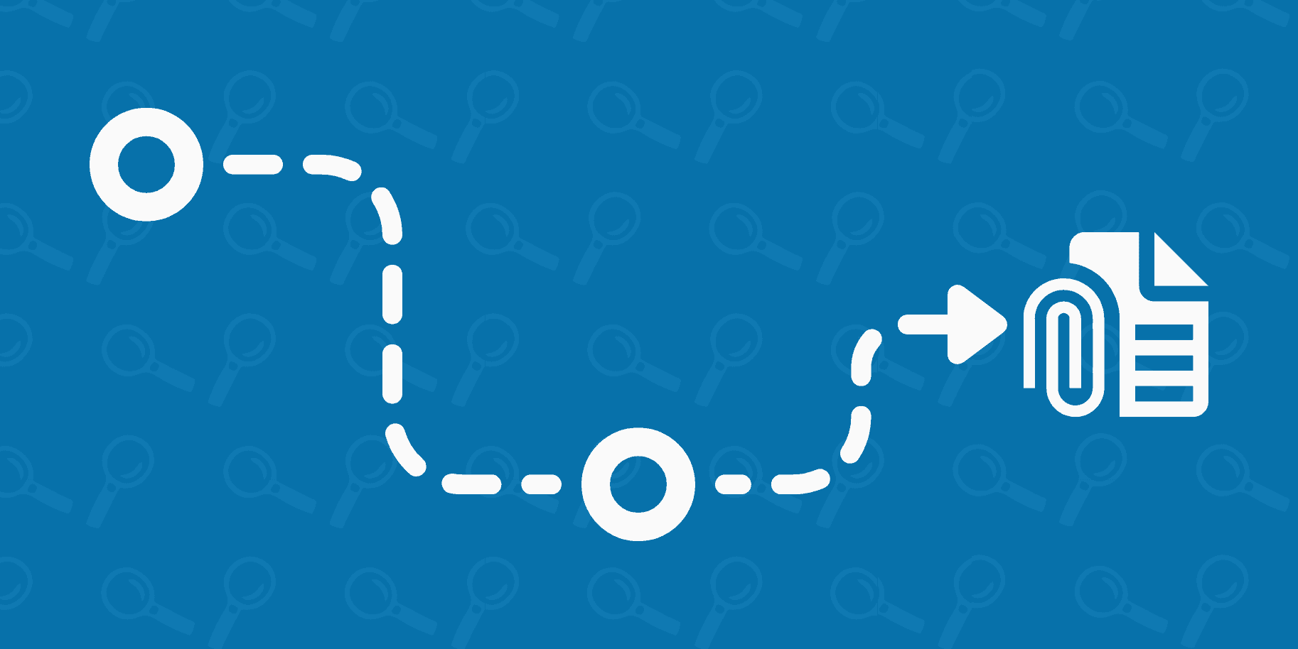 Ein Route mit mehreren Stationen die zu einem Dokument führt