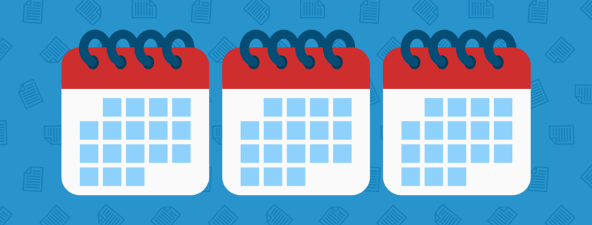 Titelbild mit Kaländerblettern von 3 Monaten